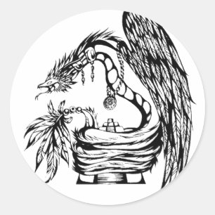 Sticker Rond Conception de tatouage Tribal Quetzal