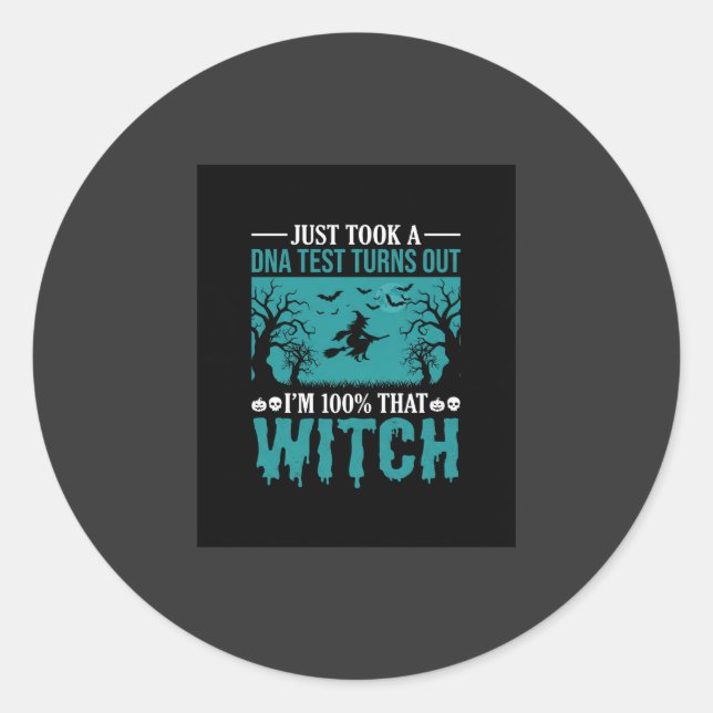 Sticker Rond Conception de test ADN de sorcière d'Halloween (Devant)
