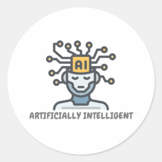 Sticker Rond Conception de texte intelligente artificiellement