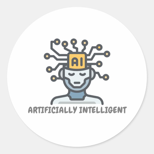 Sticker Rond Conception de texte intelligente artificiellement (Devant)