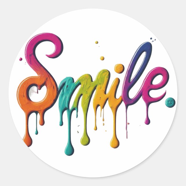 Sticker Rond Conception de texte multicouleur Smile (Devant)