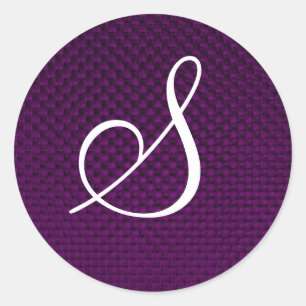 Sticker Rond Conception de tissu de monogramme (pourpre)
