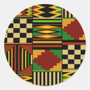 Sticker Rond Conception de tissu Royal Kente en Afrique