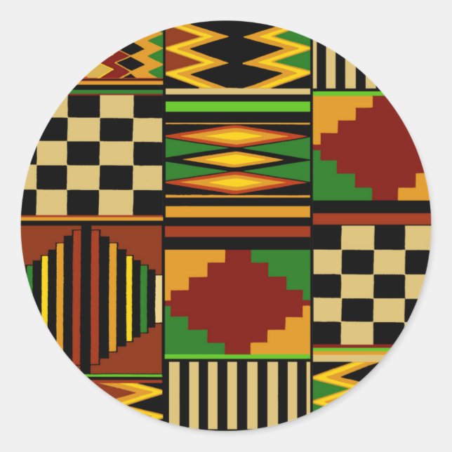 Sticker Rond Conception de tissu Royal Kente en Afrique (Devant)