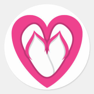 Sticker Rond conception de tongs roses 2