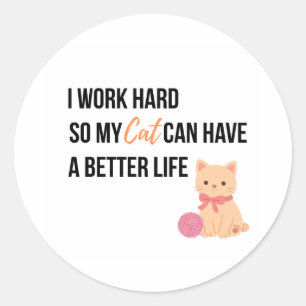 Sticker Rond Conception de typographie de chat de dessin animé