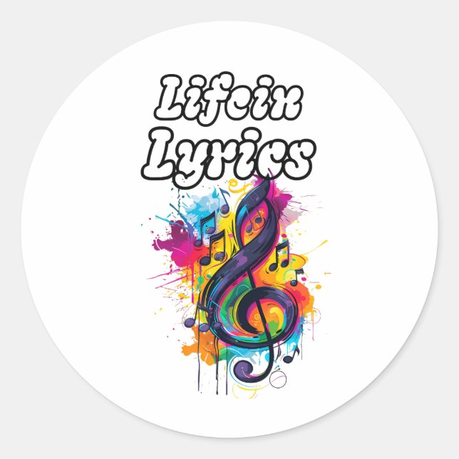 Sticker Rond Conception de typographie de notes de couleur "La  (Devant)