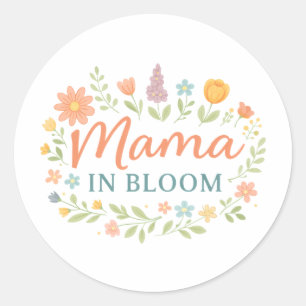 Sticker Rond Conception de typographie de printemps floral Mama