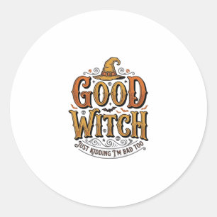 Sticker Rond Conception de typographie Halloween sorcière genti