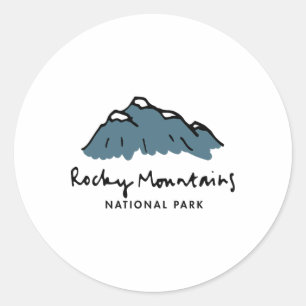 Sticker Rond Conception de vacances en famille - Nat montagnes