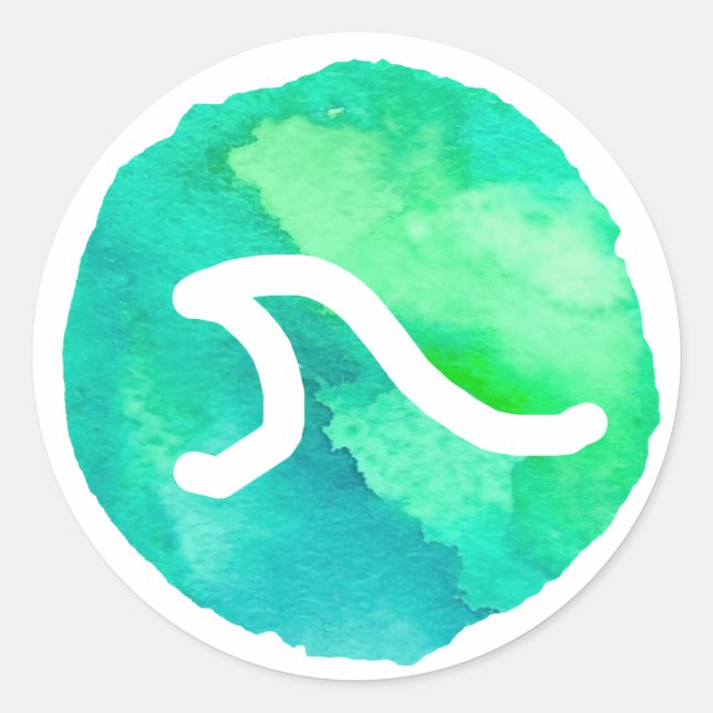 Sticker Rond Conception de vague verte (Devant)