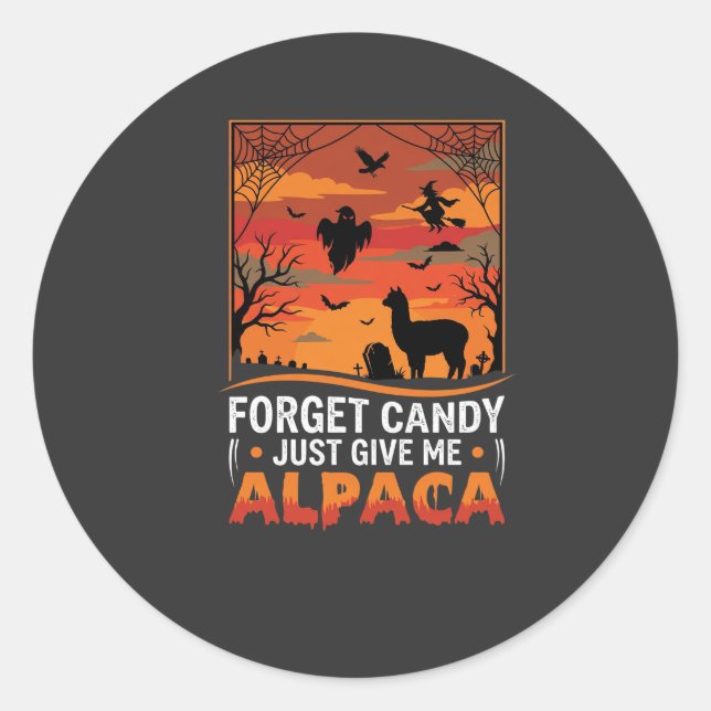 Sticker Rond Conception de vecteur d'Alpaca d'Halloween oublie  (Devant)