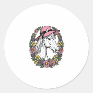 Sticker Rond Conception de vecteur d'art de portrait de cheval