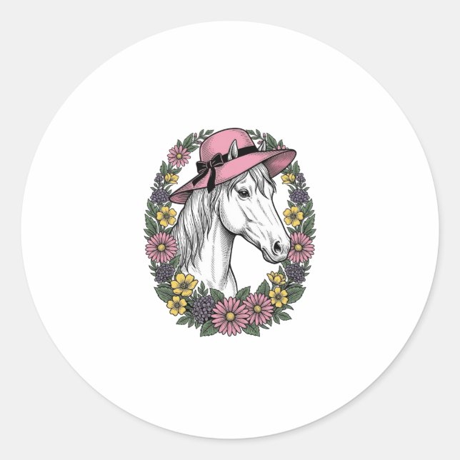 Sticker Rond Conception de vecteur d'art de portrait de cheval  (Devant)