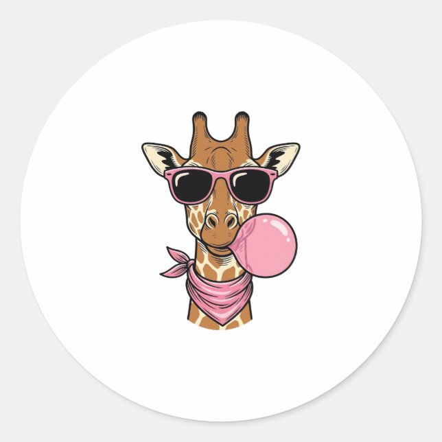 Sticker Rond Conception de vecteur de bubble gum de girafe de g (Devant)