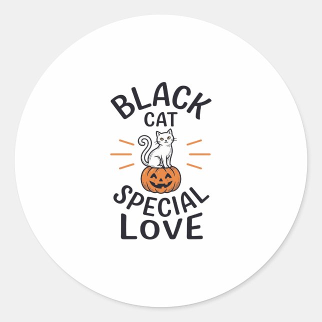 Sticker Rond Conception de vecteur de chat noir spécial amour H (Devant)