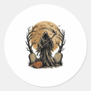 Sticker Rond Conception de vecteur de lune d'Halloween de fauch