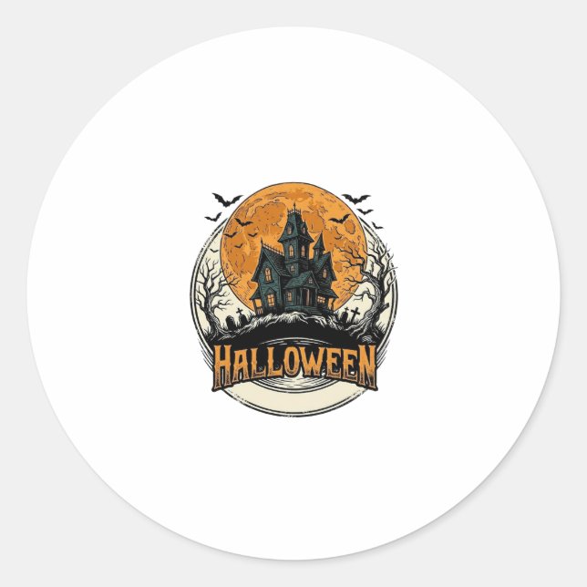 Sticker Rond Conception de vecteur de maison hantée Halloween v (Devant)