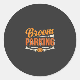 Sticker Rond Conception de vecteur de parking balai Halloween_1