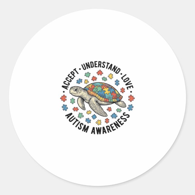 Sticker Rond Conception de vecteur de puzzle de tortue pour la  (Devant)