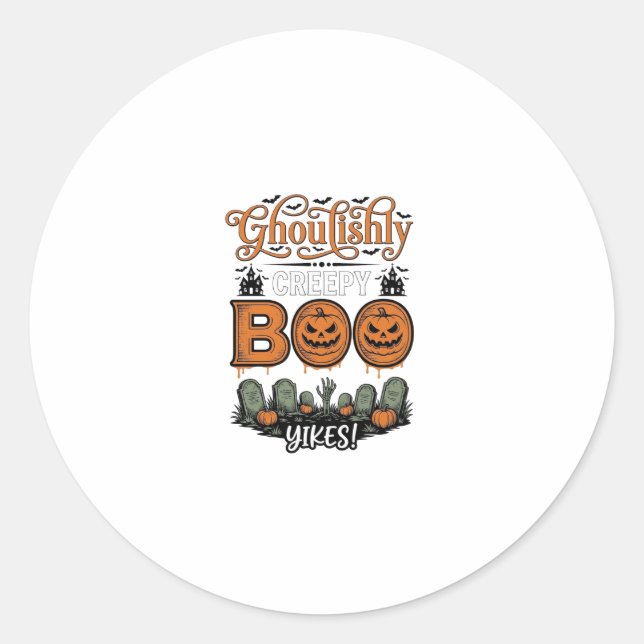 Sticker Rond Conception de vecteur effrayant mignon de petit Bo (Devant)