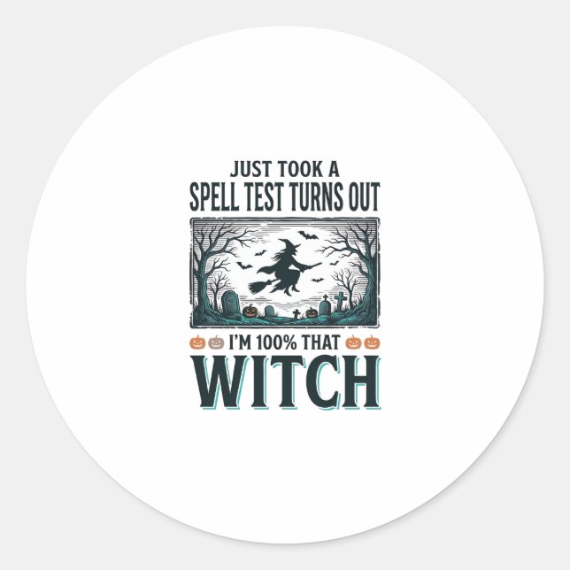 Sticker Rond Conception de vecteur Halloween humour ADN sorcièr (Devant)