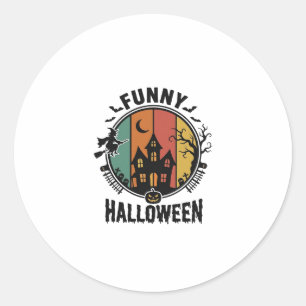 Sticker Rond Conception de vecteur vintage de maison hantée drô