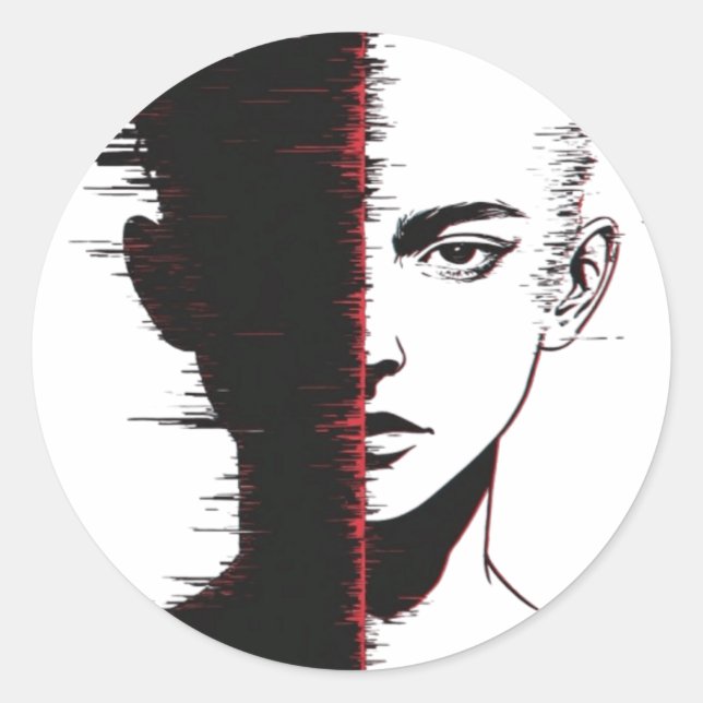 Sticker Rond Conception de visage de bogue – Art d'identité div (Devant)