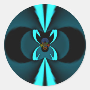 Sticker Rond Conception de voyants cyan et noir de bord coupant