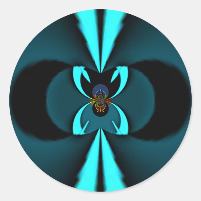 Sticker Rond Conception de voyants cyan et noir de bord coupant (Devant)