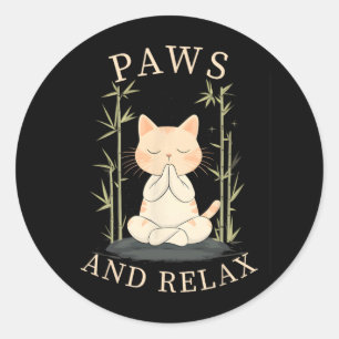 Sticker Rond Conception de yoga de chat zen pour les amateurs d