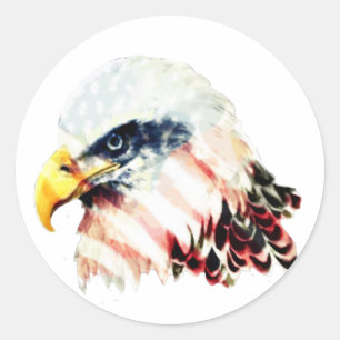 Sticker Rond Conception d'Eagle chauve de drapeau américain des