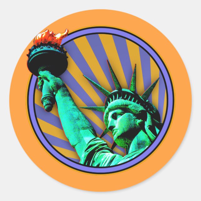 Sticker Rond Conception d'emblème de la Statue de la Liberté (Devant)