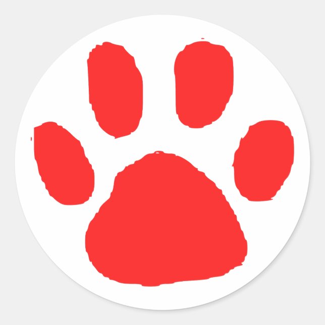 Sticker Rond Conception d'empreintes rouges (Empreinte de patte (Devant)