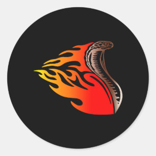 Sticker Rond conception des flammes de cobra
