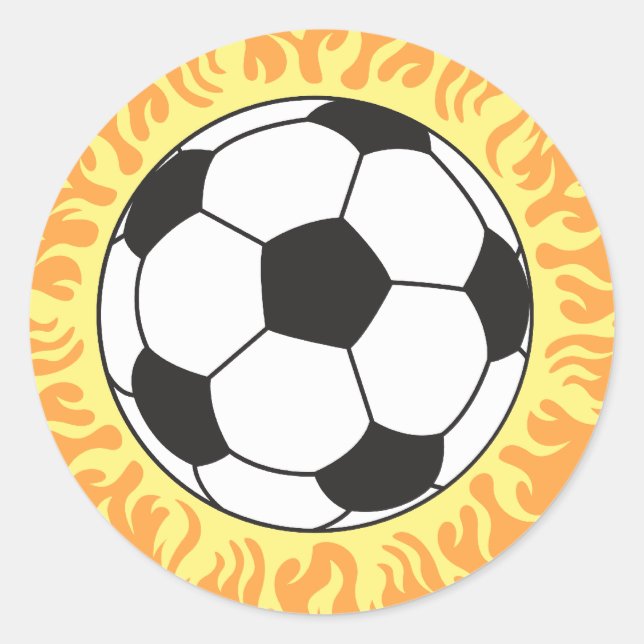 Sticker Rond conception des flammes de football (Devant)