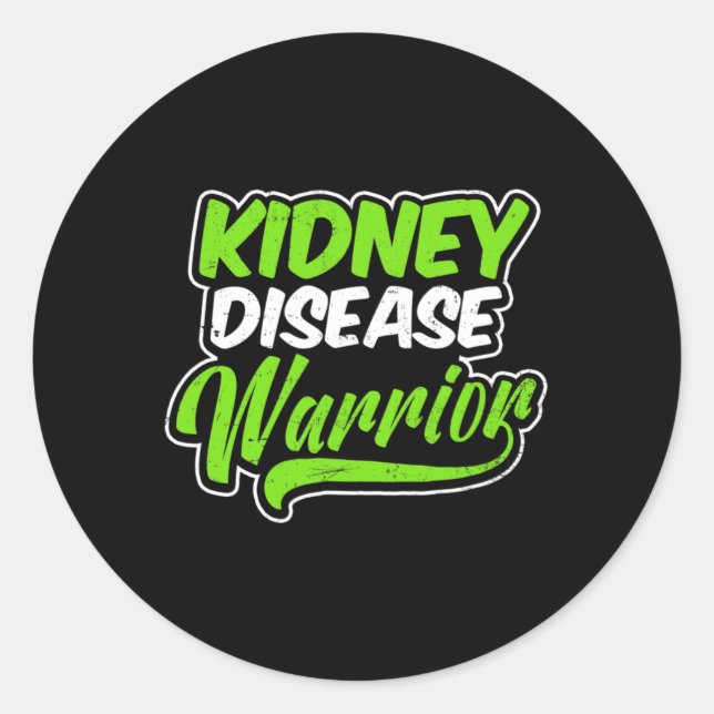 Sticker Rond Conception des maladies du rein Guerrier Cadeau (Devant)