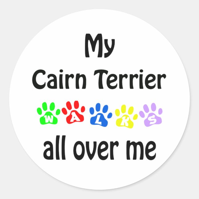 Sticker Rond Conception des marches de Cairn Terrier (Devant)