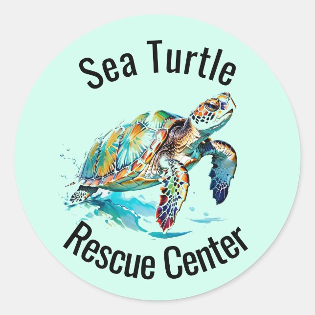 Sticker Rond Conception des tortues marines (Devant)
