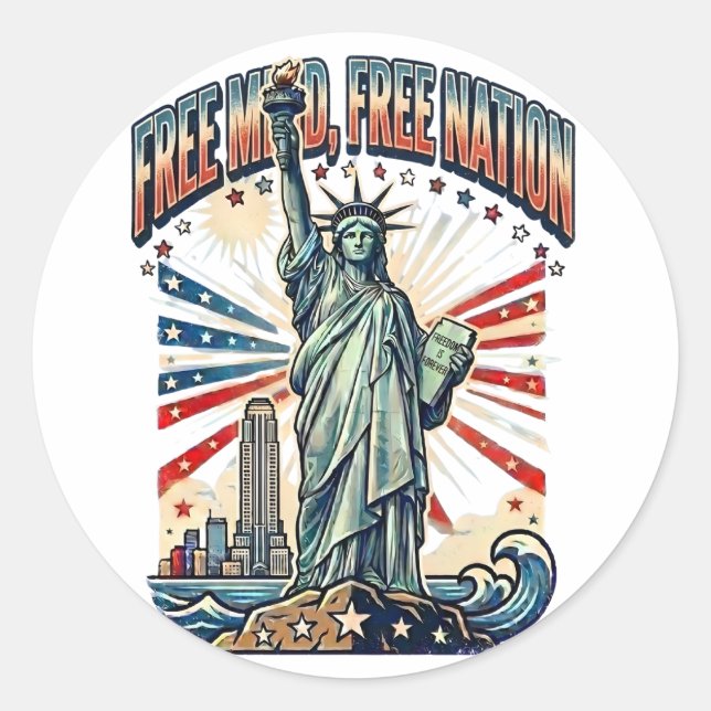 Sticker Rond Conception d'esprit libre nation libre (Devant)