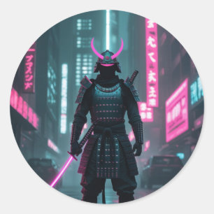 Sticker Rond Conception d'esthétique cyberpunk / rétro