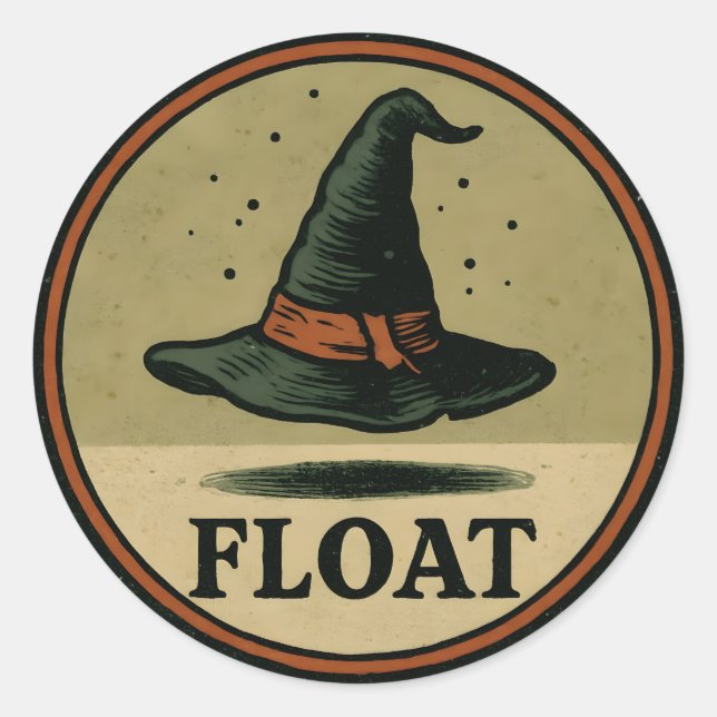 Sticker Rond Conception d'étiquette Halloween Chapeau de Sorciè (Devant)