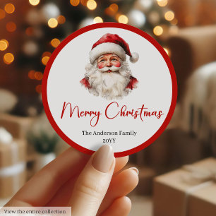 Sticker Rond Conception d'étiquette vintage de Noël avec le Pèr