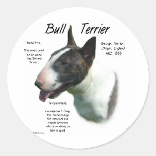 Sticker Rond Conception d'histoire de bull-terrier (coloré)
