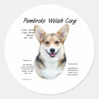 Sticker Rond Conception d'histoire du Corgi gallois de Pembroke