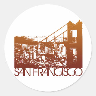 Sticker Rond Conception d'horizon de San Francisco