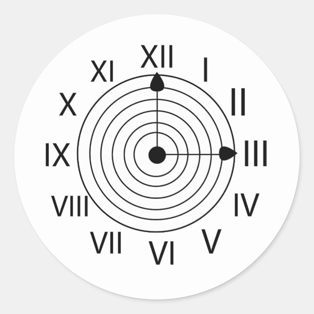 Sticker Rond Conception d'horloge romaine noir et blanc (Devant)