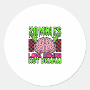 Sticker Rond Conception d'horreur vintage Amour de zombies cerv