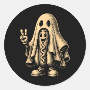 Sticker Rond Conception d'humour d'Halloween de Hot Dog de fant