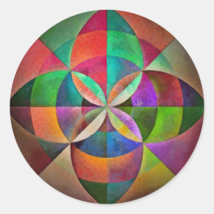 Sticker Rond Conception d'impression Mandala géométrique multic